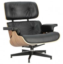 Fotogalerie: KŘESLO insp EAMES S PODNOŽKOU SVĚTLÝ OŘECH / ČERNÁ KŮŽE