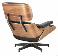 Fotogalerie: KŘESLO insp. EAMES S PODNOŽKOU SVĚTLÝ OŘECH / HNĚDÁ KŮŽE