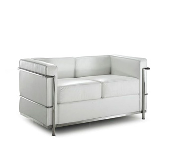 Fotogalerie: SEDAČKA BAUHAUS LE CORBUSIER WHITE  - 2 místa - VÝPRODEJ